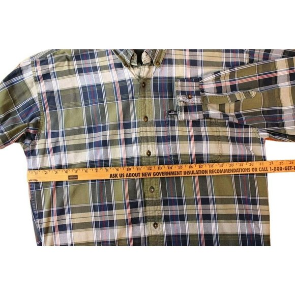 Chaps Ralph Lauren Plaid Shirt Blue Green Long Sleeve Button Front Large Cotton - Picture 9 of 10